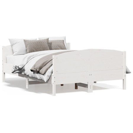 Bettgestell mit Kopfteil aus weißem Kiefernholz, 135 x 190 cm von , Betten und Lattenroste - Ref: Foro24-3216183, Preis: 217,...