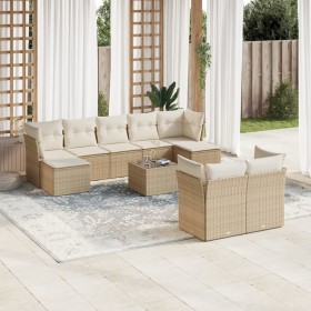 Gartensofa-Set mit beigen Kissen, 10-teilig, synthetisches Rattan von , Gartensets - Ref: Foro24-3250157, Preis: 640,59 €, Ra...