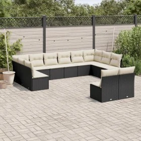Garden sofa set 12 pieces with black synthetic rattan cushions by , Garden sets - Ref: Foro24-3250205, Price: 644,19 €, Disco...