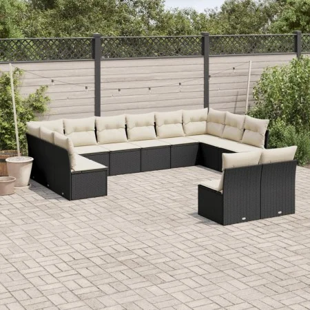 Garden sofa set 12 pieces with black synthetic rattan cushions by , Garden sets - Ref: Foro24-3250205, Price: 644,19 €, Disco...