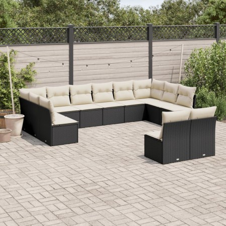 Gartensofa-Set 12-teilig mit schwarzen synthetischen Rattankissen von , Gartensets - Ref: Foro24-3250205, Preis: 654,40 €, Ra...