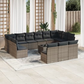 Set de sofás de jardín 14 pzas con cojines ratán sintético gris de , Conjuntos de jardín - Ref: Foro24-3250239, Precio: 797,5...
