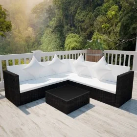 4-piece garden furniture set and black synthetic rattan cushions by , Garden sets - Ref: Foro24-42991, Price: 507,04 €, Disco...