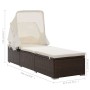 Lounger with hood and brown synthetic rattan cushions by , Loungers - Ref: Foro24-317114, Price: 170,10 €, Discount: %