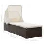 Lounger with hood and brown synthetic rattan cushions by , Loungers - Ref: Foro24-317114, Price: 216,26 €, Discount: %