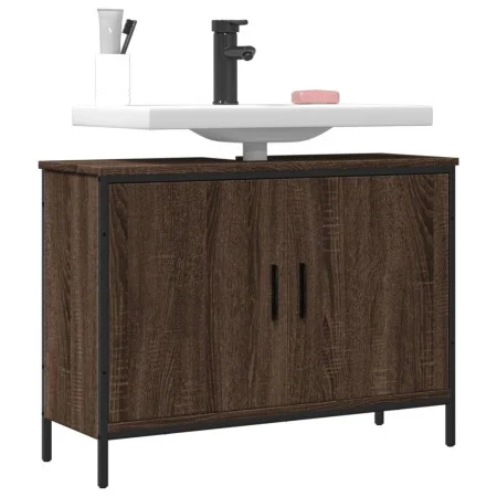 Bathroom sink cabinet engineered wood brown oak 80x30x60 cm by , Dressing tables - Ref: Foro24-842455, Price: 65,81 €, Discou...