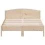 White pine wood bed frame with headboard 150x200cm by , Beds and slatted bases - Ref: Foro24-3216197, Price: 171,46 €, Discou...