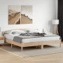 Bed frame with solid pine wood headboard 200x200cm by , Beds and slatted bases - Ref: Foro24-3216188, Price: 202,13 €, Discou...