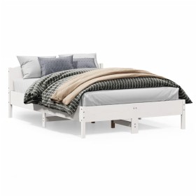 Estructura de cama con cabecero madera pino blanco 160x200 cm de , Camas y somieres - Ref: Foro24-3216195, Precio: 211,99 €, ...