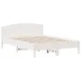 Bed frame with white pine wood headboard 160x200 cm by , Beds and slatted bases - Ref: Foro24-3216195, Price: 209,32 €, Disco...
