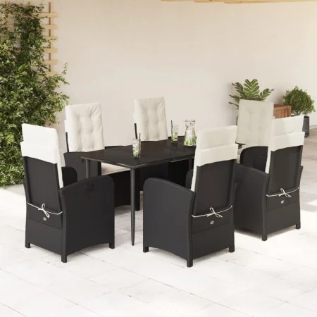 7-piece garden dining set and black synthetic rattan cushions by , Garden sets - Ref: Foro24-3212296, Price: 861,58 €, Discou...