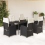 Set de comedor de jardín 7 pzas y cojines ratán sintético negro de , Conjuntos de jardín - Ref: Foro24-3212296, Precio: 799,06 €