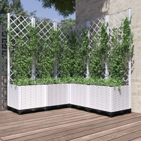 Planter with white PP trellis 120x120x136 cm by , Pots and planters - Ref: Foro24-153288, Price: 183,22 €, Discount: %