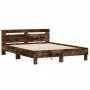Smoked oak engineered wood bed with headboard 140x200 cm by , Beds and slatted bases - Ref: Foro24-3207424, Price: 140,01 €, ...