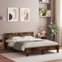 Smoked oak engineered wood bed with headboard 140x200 cm by , Beds and slatted bases - Ref: Foro24-3207424, Price: 140,01 €, ...