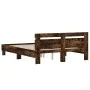 Smoked oak engineered wood bed with headboard 140x200 cm by , Beds and slatted bases - Ref: Foro24-3207424, Price: 140,01 €, ...