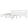 White engineered wood bed frame with headboard 150x200cm by , Beds and slatted bases - Ref: Foro24-3207413, Price: 119,19 €, ...