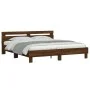 Oak brown engineered wood bed with headboard 180x200 cm by , Beds and slatted bases - Ref: Foro24-3207405, Price: 169,27 €, D...