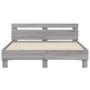 Sonoma-graues Holzwerkstoffbett mit Kopfteil 150 x 200 cm von , Betten und Lattenroste - Ref: Foro24-3207418, Preis: 149,07 €...