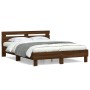 Cama con cabecero madera de ingeniería marrón roble 140x200 cm de , Camas y somieres - Ref: Foro24-3207426, Precio: 179,81 €