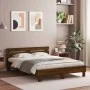 Oak brown engineered wood bed with headboard 140x200 cm by , Beds and slatted bases - Ref: Foro24-3207426, Price: 180,24 €, D...