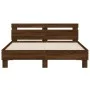 Oak brown engineered wood bed with headboard 140x200 cm by , Beds and slatted bases - Ref: Foro24-3207426, Price: 180,24 €, D...