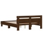 Oak brown engineered wood bed with headboard 140x200 cm by , Beds and slatted bases - Ref: Foro24-3207426, Price: 172,59 €, D...