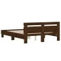 Oak brown engineered wood bed with headboard 140x200 cm by , Beds and slatted bases - Ref: Foro24-3207426, Price: 180,24 €, D...
