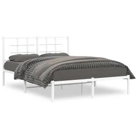 Metal bed frame with white headboard 140x190 cm by , Beds and slatted bases - Ref: Foro24-355610, Price: 84,69 €, Discount: %