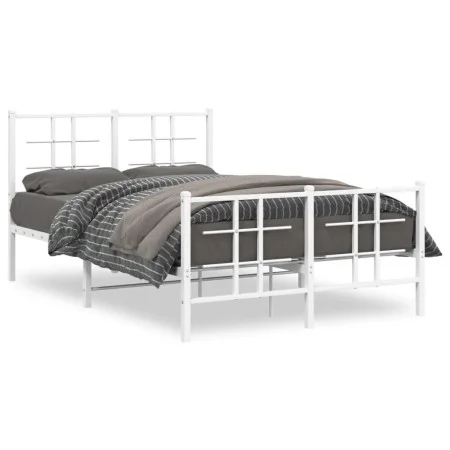 Metal bed frame with headboard and white footboard 120x190 cm by , Beds and slatted bases - Ref: Foro24-355625, Price: 85,47 ...
