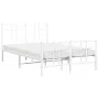 Metal bed frame with headboard and white footboard 120x190 cm by , Beds and slatted bases - Ref: Foro24-355625, Price: 85,47 ...