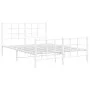 Metal bed frame with headboard and white footboard 135x190 cm by , Beds and slatted bases - Ref: Foro24-355627, Price: 88,58 ...