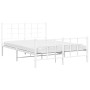 Bettgestell aus Metall mit Kopfteil und weißem Fußteil 135x190 cm von , Betten und Lattenroste - Ref: Foro24-355627, Preis: 8...