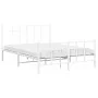Metal bed frame with headboard and white footboard 135x190 cm by , Beds and slatted bases - Ref: Foro24-355627, Price: 88,58 ...