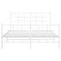 Bettgestell aus Metall mit Kopfteil und weißem Fußteil 135x190 cm von , Betten und Lattenroste - Ref: Foro24-355627, Preis: 8...