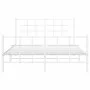 Metal bed frame with headboard and white footboard 135x190 cm by , Beds and slatted bases - Ref: Foro24-355627, Price: 88,58 ...