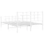 Metal bed frame with headboard and white footboard 135x190 cm by , Beds and slatted bases - Ref: Foro24-355627, Price: 88,58 ...