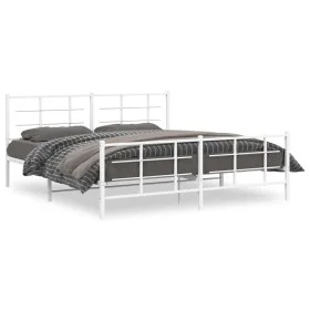 Metal bed frame with headboard and footboard white 183x213 cm by , Beds and slatted bases - Ref: Foro24-355633, Price: 99,99 ...