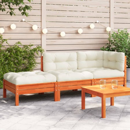 Garden sofa with cushions and footrest, 2 seats by , Modular outdoor sofas - Ref: Foro24-838174, Price: 277,32 €, Discount: %