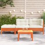 Garden sofa with cushions and footrest, 2 seats by , Modular outdoor sofas - Ref: Foro24-838174, Price: 277,32 €, Discount: %