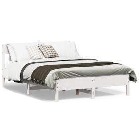Estructura de cama con cabecero madera pino blanco 140x200 cm