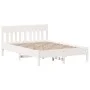 Bed frame with white pine wood headboard 140x200 cm by , Beds and slatted bases - Ref: Foro24-842647, Price: 128,19 €, Discou...