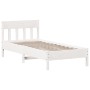 Bettgestell mit Kopfteil aus weißem Kiefernholz, 75 x 190 cm von , Betten und Lattenroste - Ref: Foro24-842679, Preis: 85,80 ...