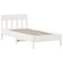 Estructura de cama con cabecero madera pino blanco 75x190 cm de , Camas y somieres - Ref: Foro24-842679, Precio: 85,00 €, Des...