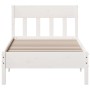 Bed frame with white pine wood headboard 75x190 cm by , Beds and slatted bases - Ref: Foro24-842679, Price: 85,80 €, Discount: %