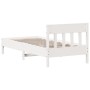 Bed frame with white pine wood headboard 75x190 cm by , Beds and slatted bases - Ref: Foro24-842679, Price: 85,80 €, Discount: %
