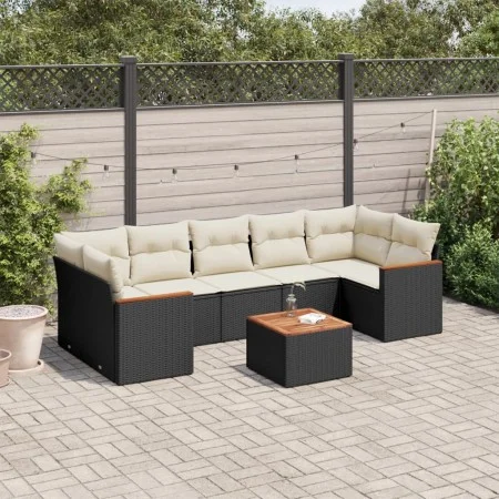 Set aus 8-teiligen Gartensofas und Kissen Kunstrattan schwarz von , Gartensets - Ref: Foro24-3258213, Preis: 469,18 €, Rabatt: %