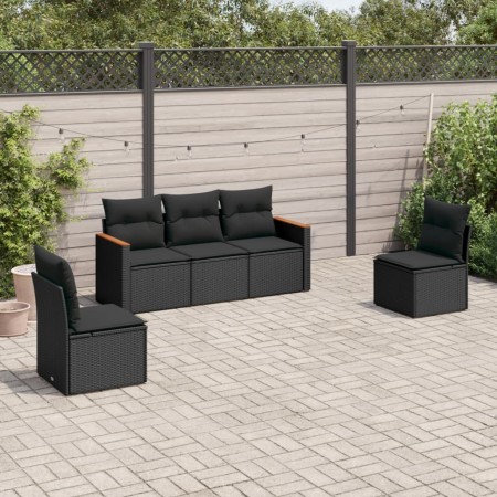 5-teiliges Gartenmöbel-Set und Kissen aus synthetischem Rattan schwarz von , Gartensets - Ref: Foro24-3258247, Preis: 325,79 ...