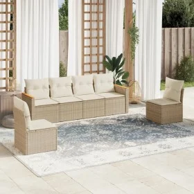 Garden sofa set with 6-piece synthetic rattan beige cushions by , Garden sets - Ref: Foro24-3258264, Price: 410,07 €, Discoun...