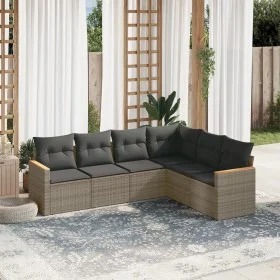 Set mit 6 Gartenmöbeln und Kissen synthetisches Rattangrau von , Gartensets - Ref: Foro24-3258406, Preis: 373,49 €, Rabatt: %